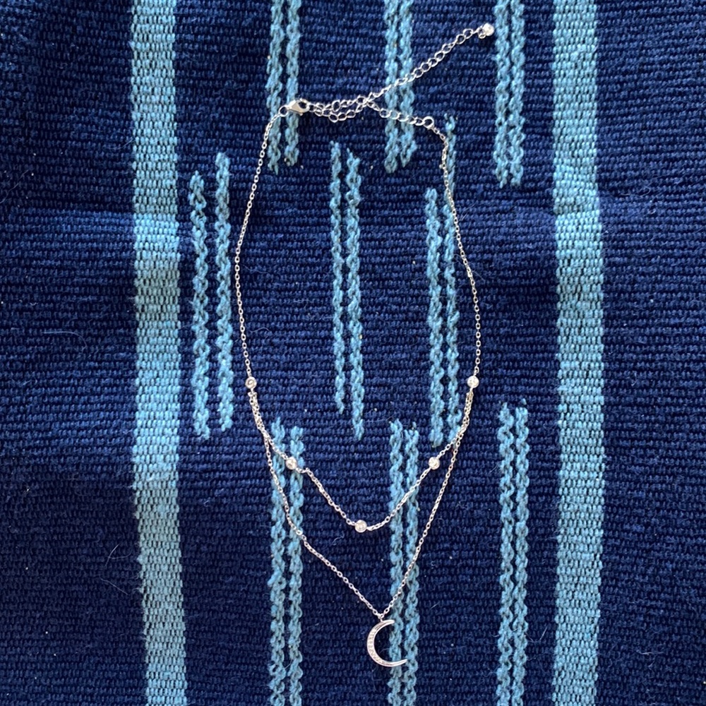 Sterling Silver Layered-Look Moon Necklace
